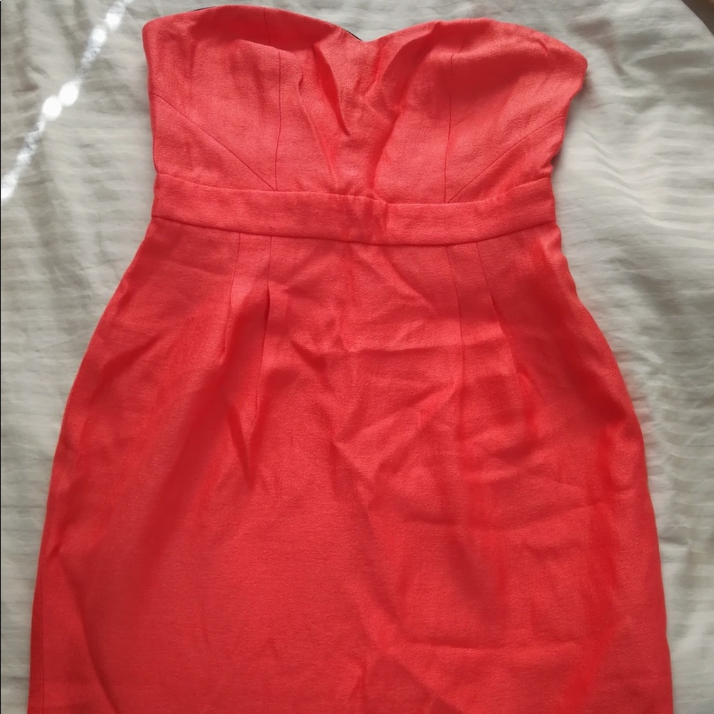 Cooperative Coral Orange Strapless Dress Sz 2